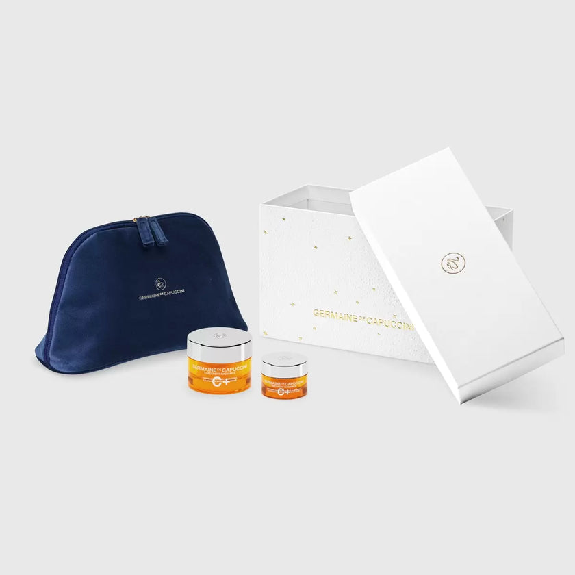 Set antioxidante con crema de 50 ml, contorno de ojos de 15 ml, neceser azul y caja de regalo