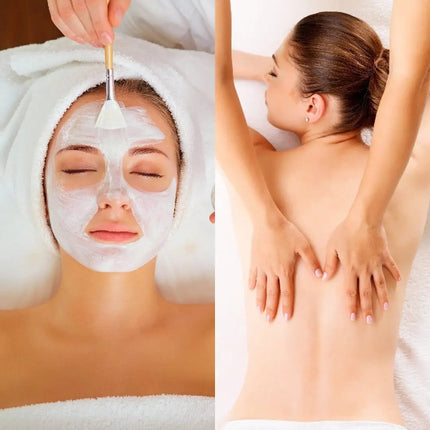 Mujer disfrutando de un masaje relajante y un tratamiento facial en un spa