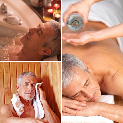 Hombre disfrutando de una experiencia full day de spa con hidromasaje, sauna y masaje