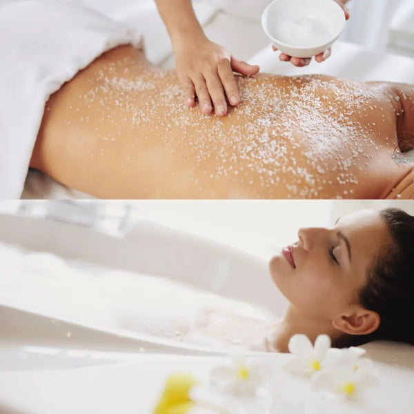 ratamiento de exfoliación corporal con sales y baño relajante en hidromasaje